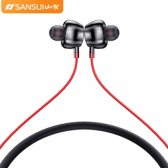 Sansui/山水I37藍牙耳機四喇叭雙動圈掛脖式無線頭戴式超長待機蘋果安卓手機通用耳麥可接聽電話 